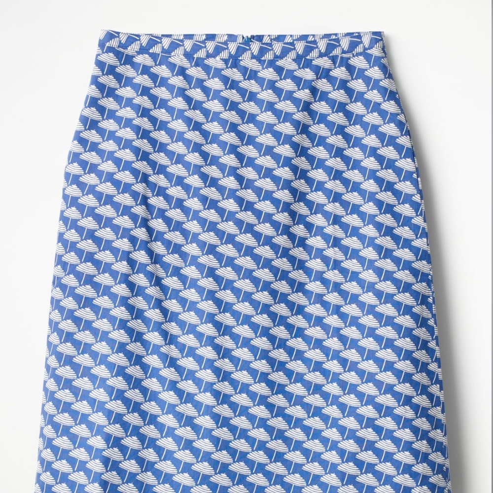 Boden Printed Cotton A-Line Skirt Blue Parasol 6
